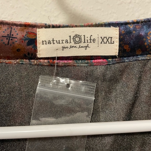 Natural Life NWT Tunic Longsleeve Velvet Button Up XXL Patchwork Floral Boho - Picture 2 of 10